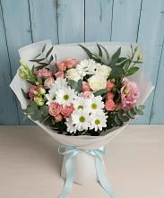 Букет цветов из:  Розы, Лизиантусы и Хризантемы в Заводском