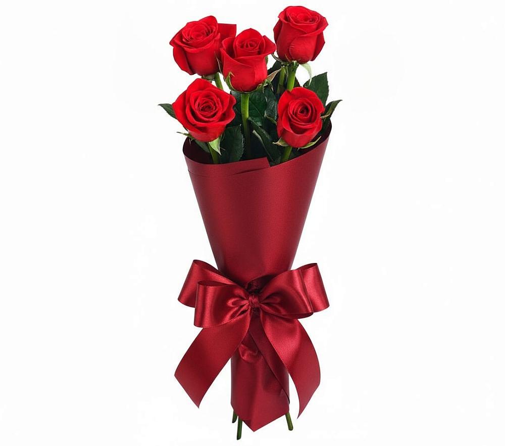 Букет 5 Красных роз Эдлесс Лав в Заводском