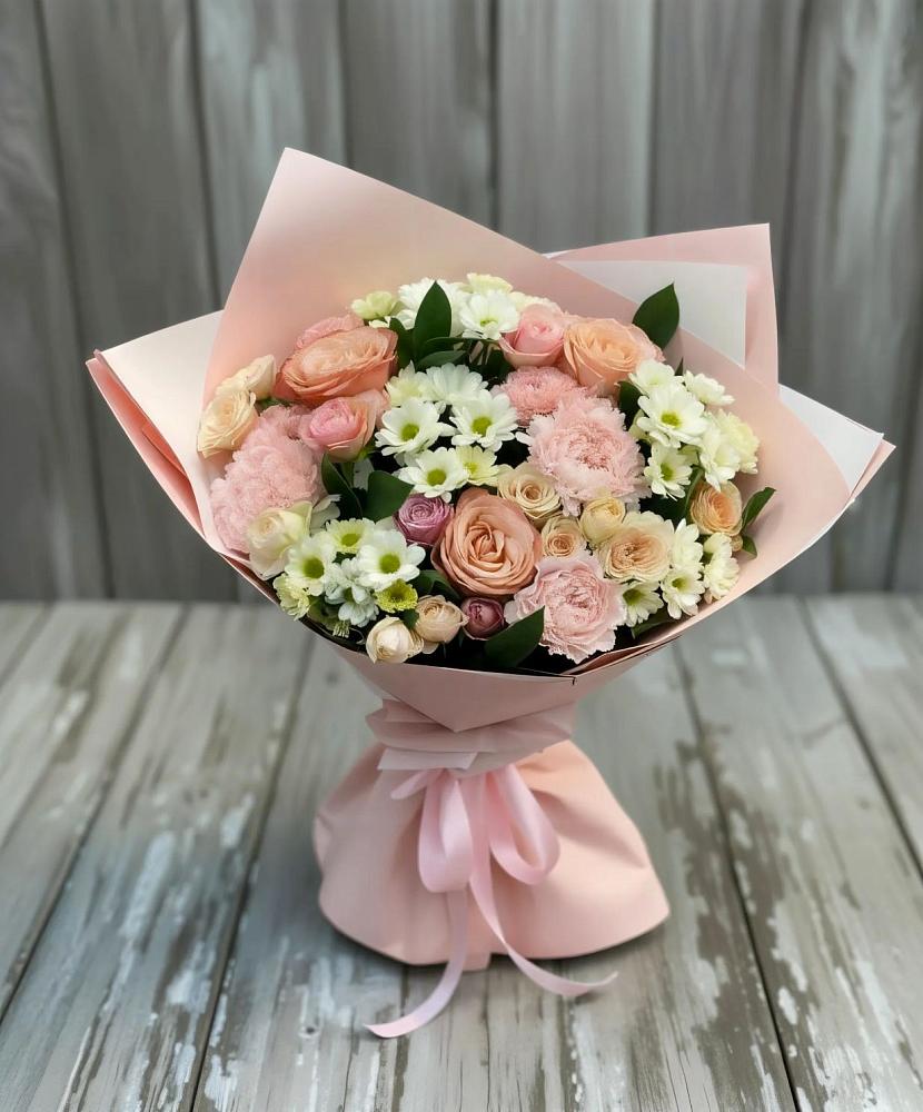 Букет цветов из: Гвоздики, Розы и Хризантемы в Заводском