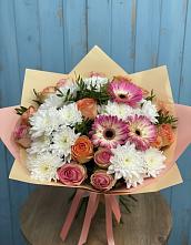 Букет цветов из:  Розы, Герберы и Хризантемы в Заводском