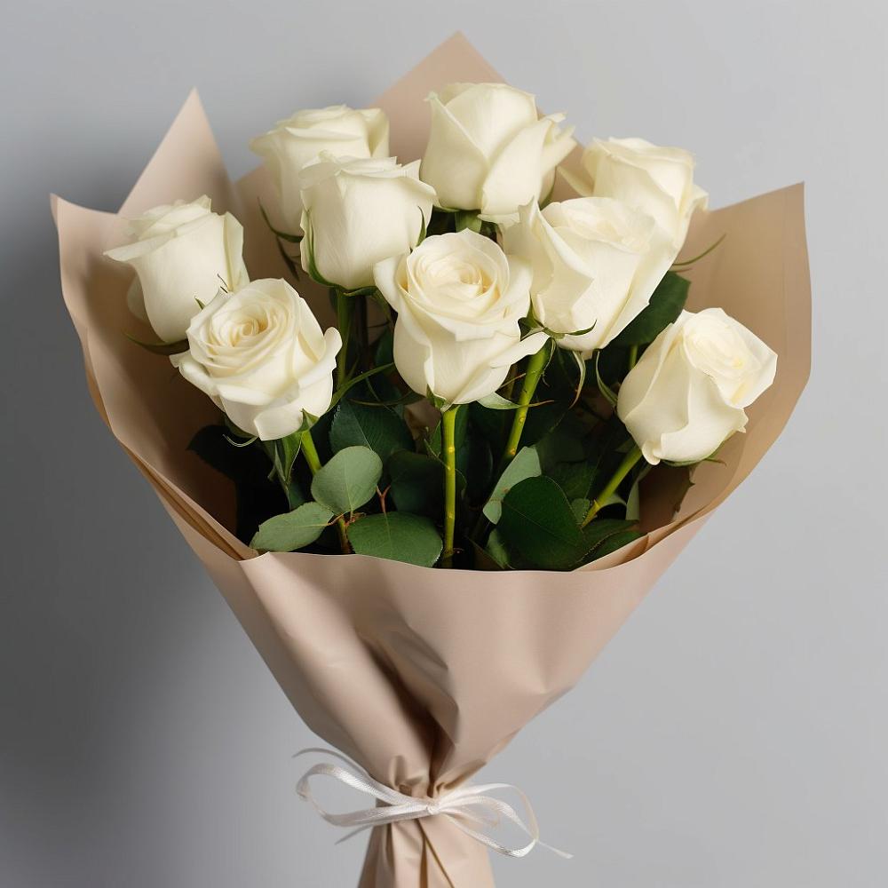 Букет 9 Белых роз Эдлесс Лав в Заводском