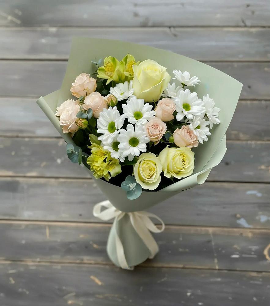 Букет цветов из: Альстромерии, Розы и Хризантемы в Заводском