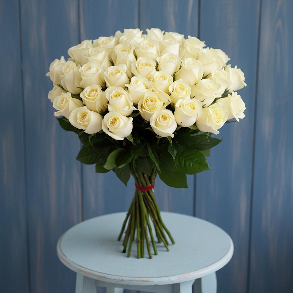 Букет 51 Белая роза Эдлесс Лав в Заводском
