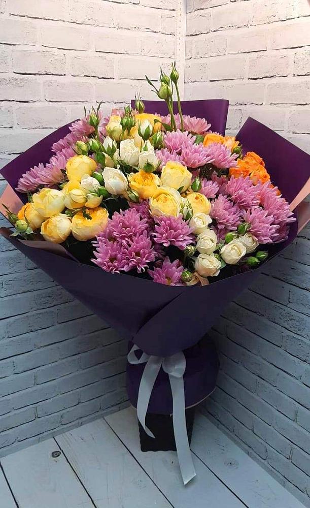 Букет цветов из: Хризантемы и Розы в Заводском