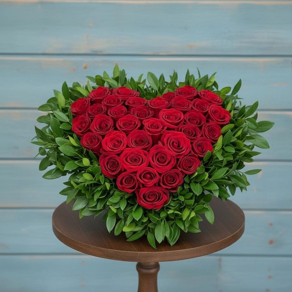 Цветочная композиция из Розы в виде сердца в Заводском