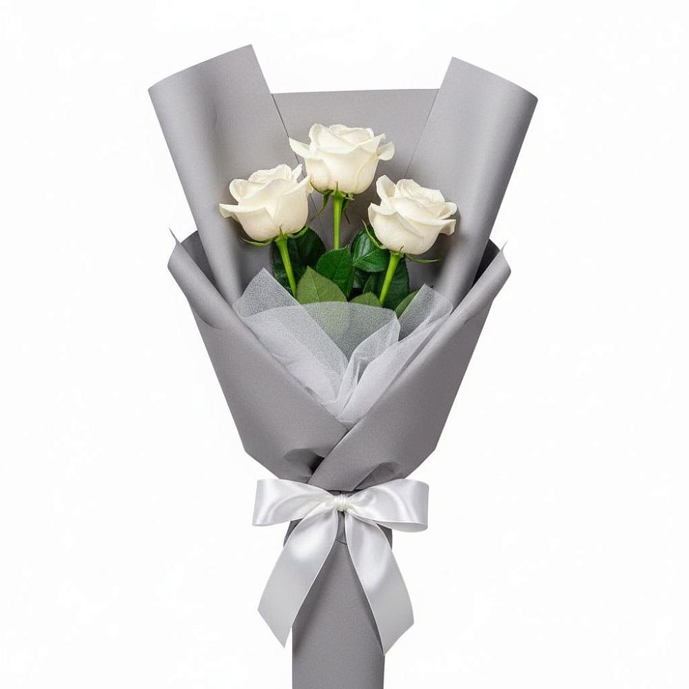 Букет 3 белые розы в Заводском