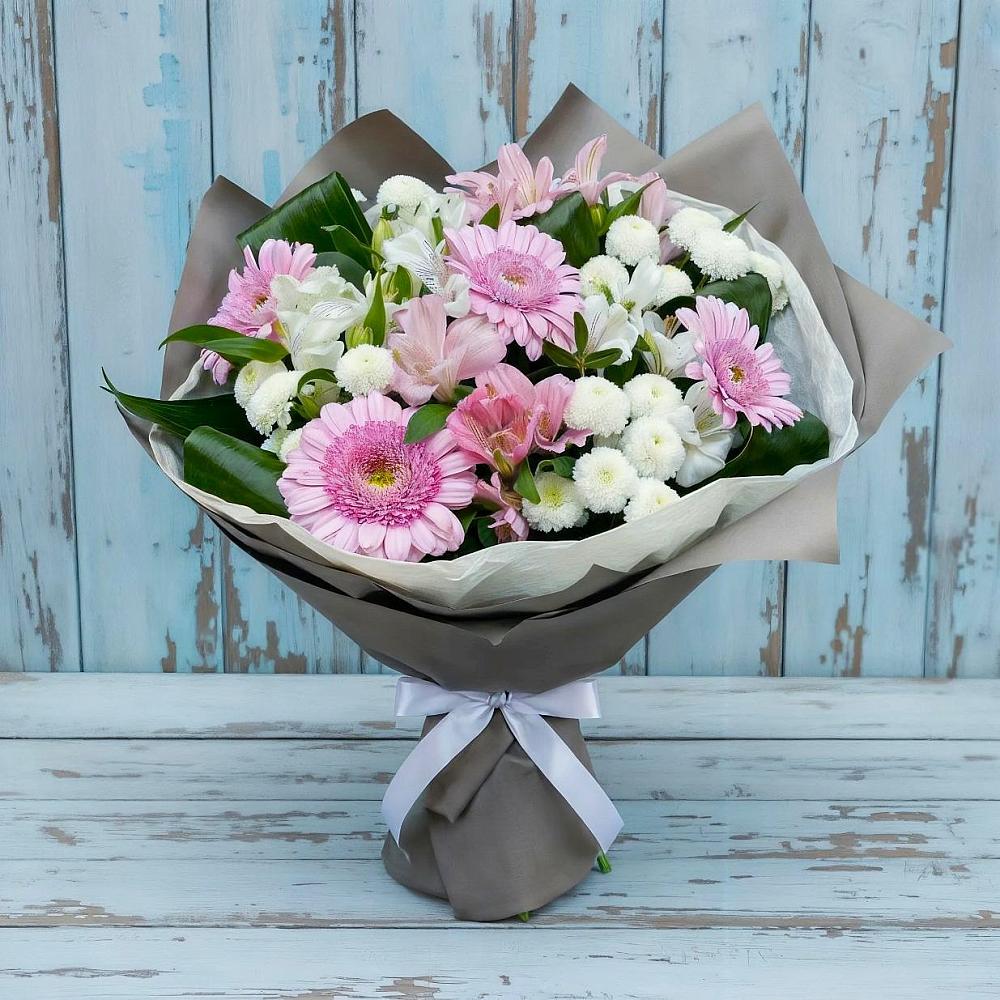 Букет цветов из: Герберы, Альстромерии и Хризантемы в Заводском